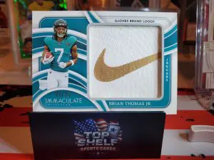 2024 Immaculate Collection Football Brian Thomas Jr. Gloves Brand Logo RC 4/15
