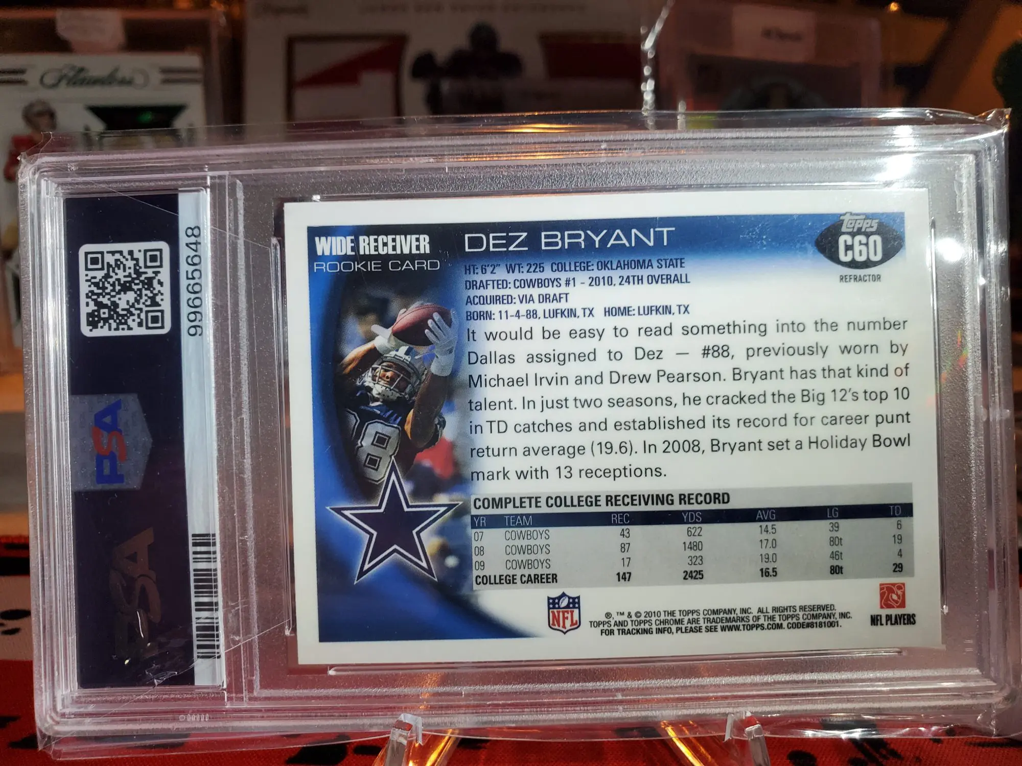 2010 Topps Chrome Dez Bryant X-fractor PSA 10 - Image 3