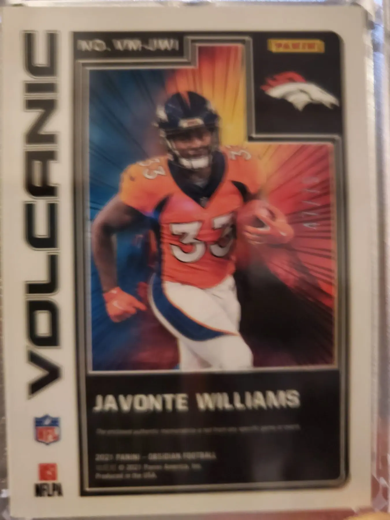2021 Obsidian Volcanic Materials Javonte Williams/75 Denver Broncos - Image 5