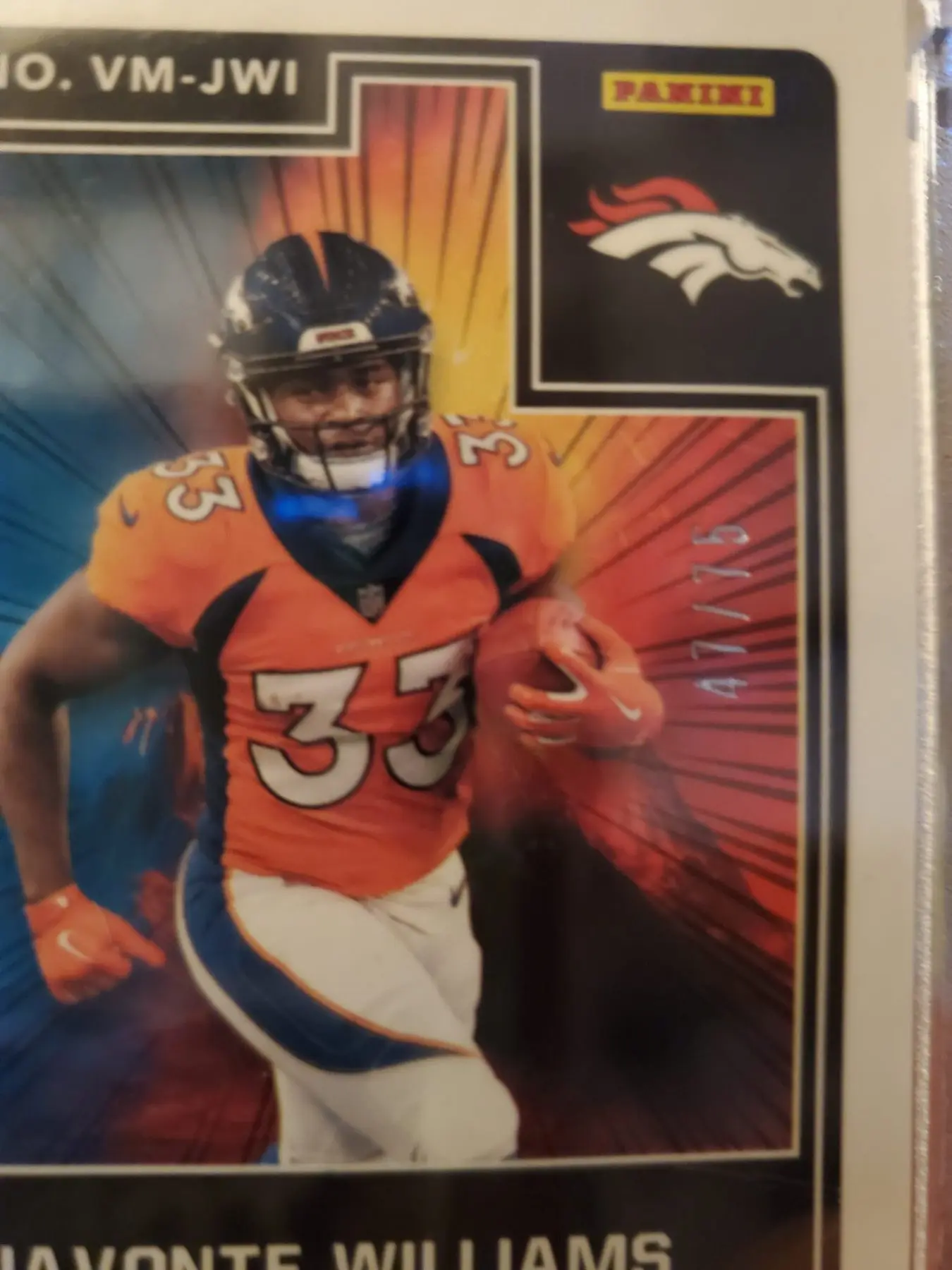 2021 Obsidian Volcanic Materials Javonte Williams/75 Denver Broncos - Image 4