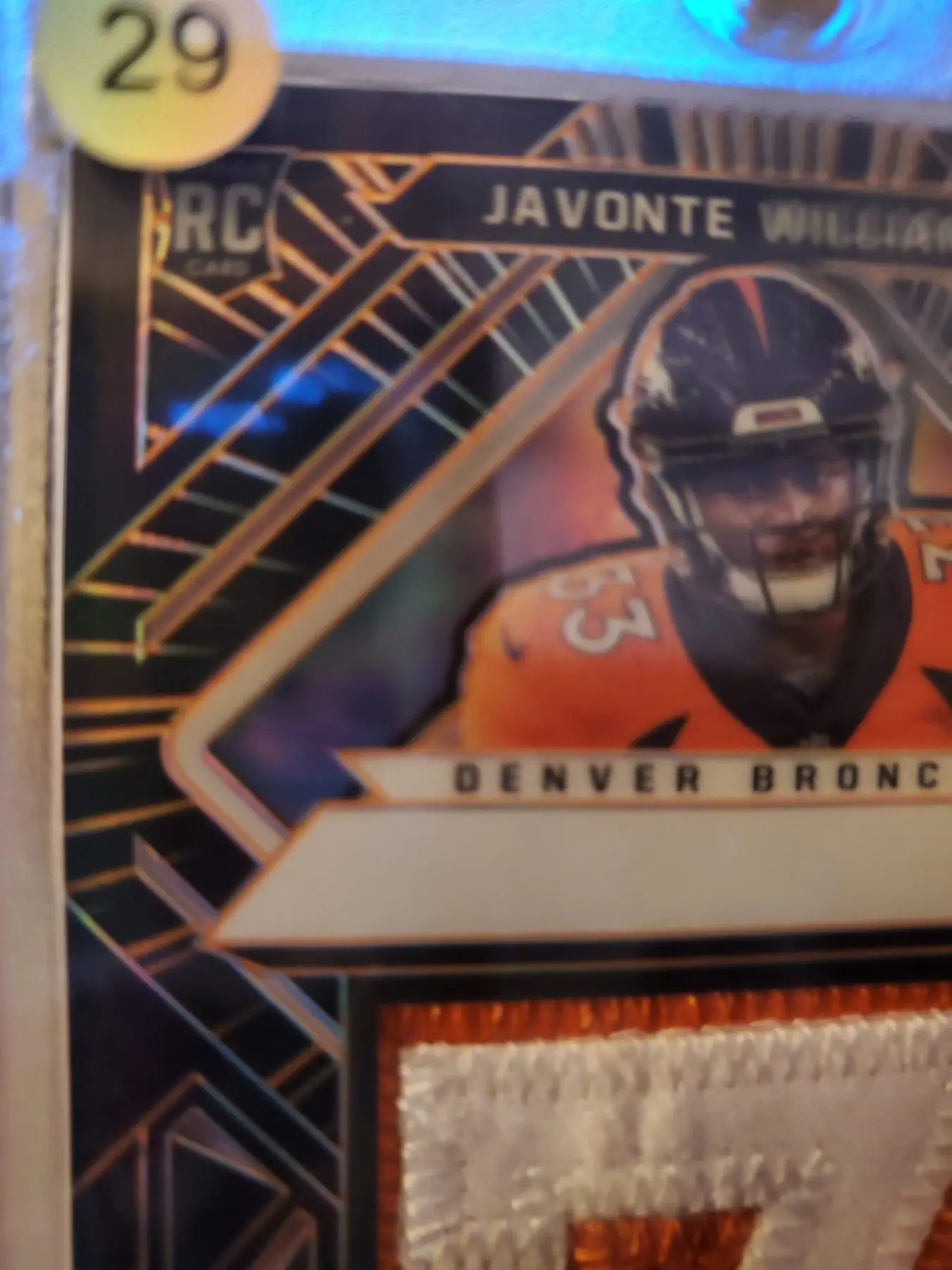 2021 Obsidian Volcanic Materials Javonte Williams/75 Denver Broncos - Image 3