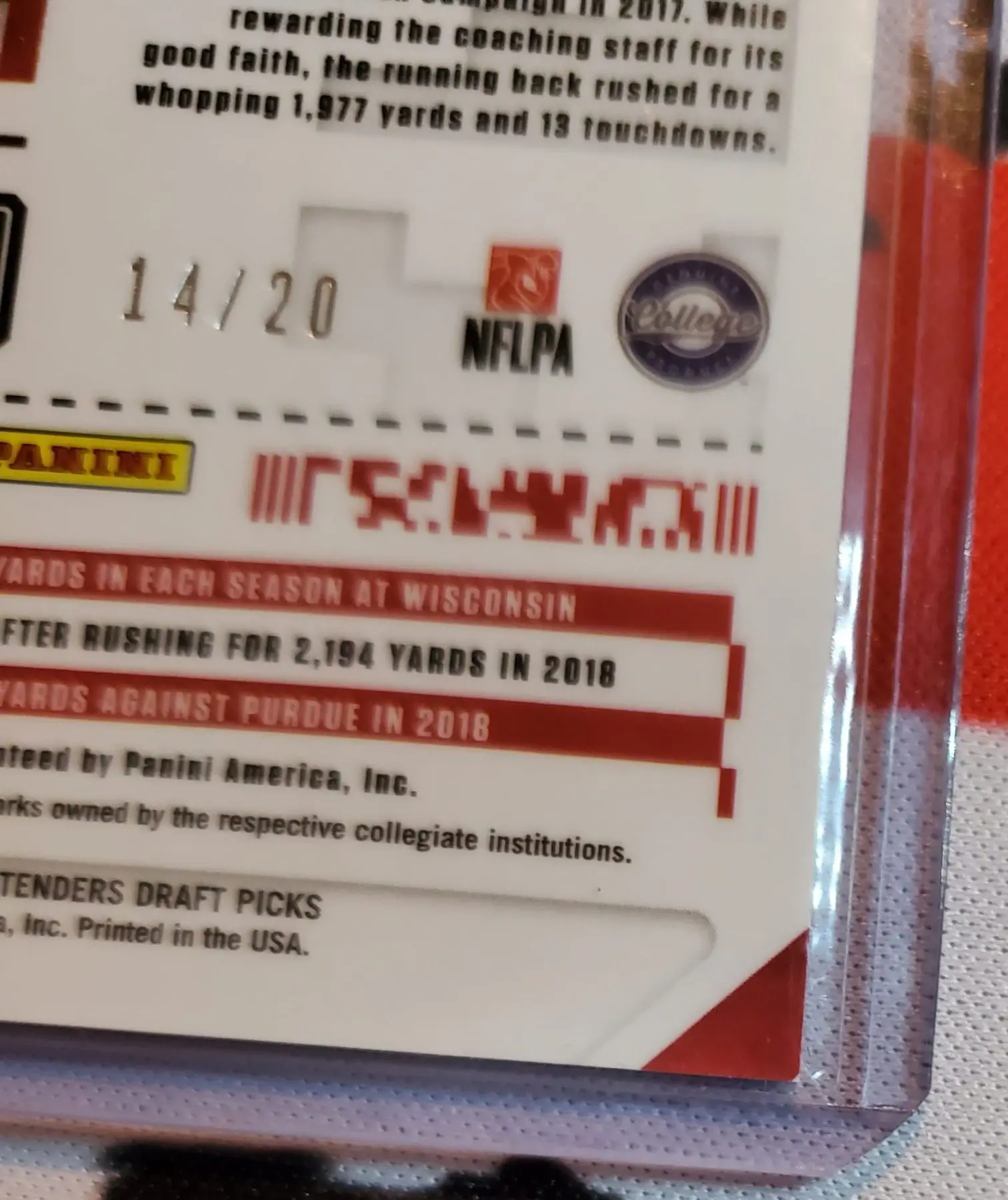 2020 Contenders Optic Jonathan Taylor Autograph Hyper Prizm RC - Image 7