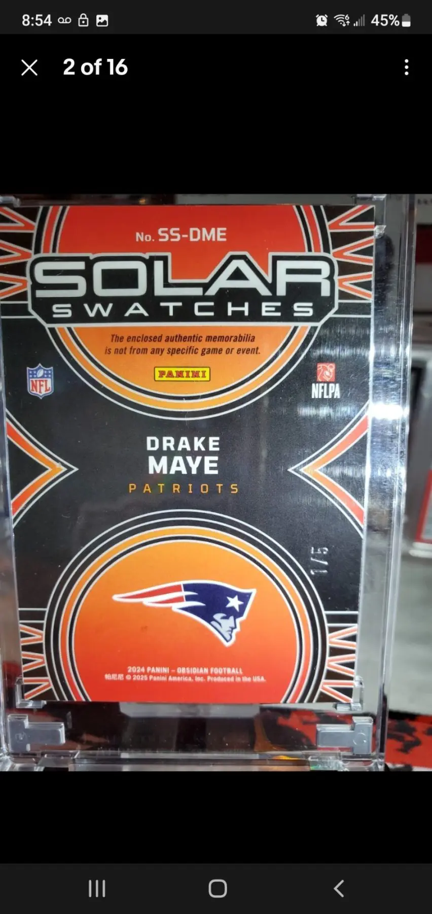 2024 Obsidian Drake Maye Solar Swatches RC 1/5 - Image 3