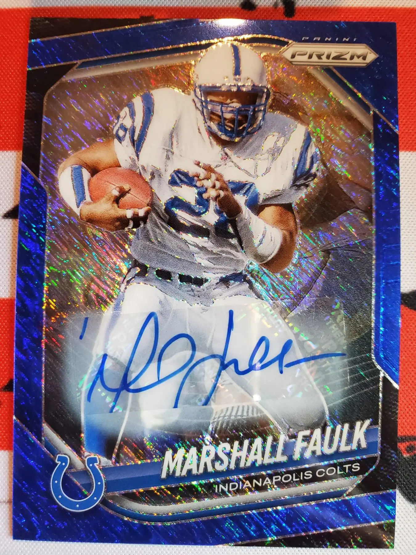 2025 PRIZM MARSHALL FAULK BLUE SHIMMER AUTOGRAPH/25 - Image 9