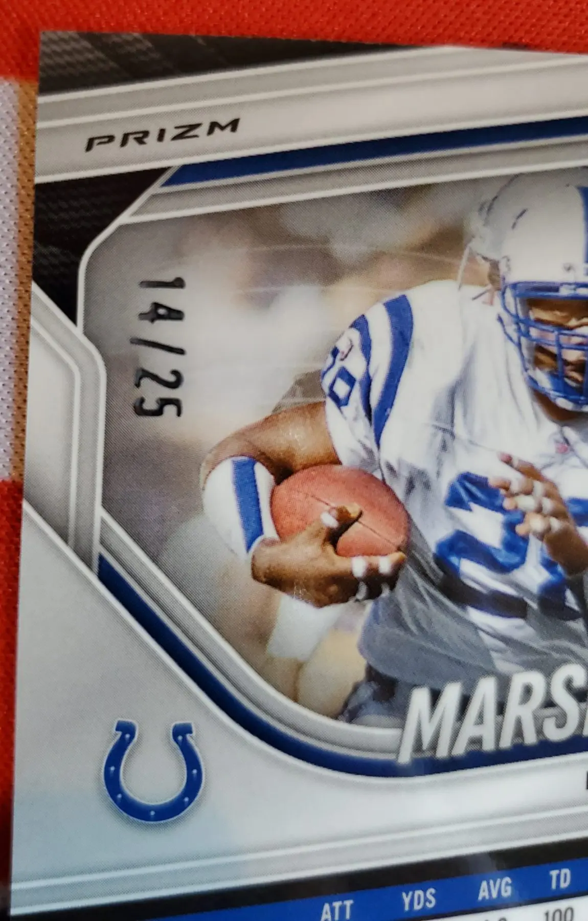 2025 PRIZM MARSHALL FAULK BLUE SHIMMER AUTOGRAPH/25 - Image 4