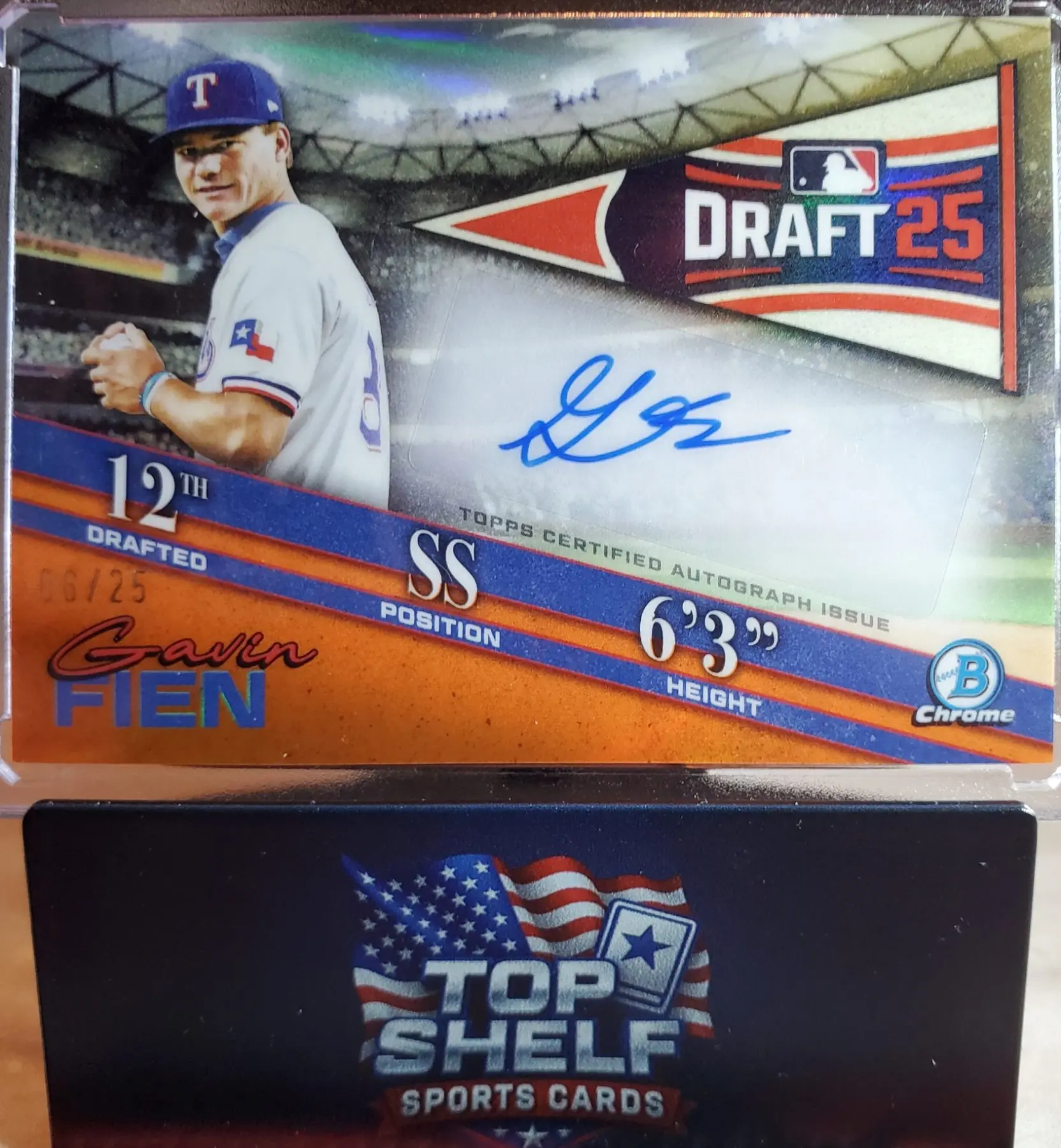 2025 BOWMAN CHROME BOWMAN DRAFT NIGHT GAVIN FEIN AUTOGRAPH CARD /25 - Image 2