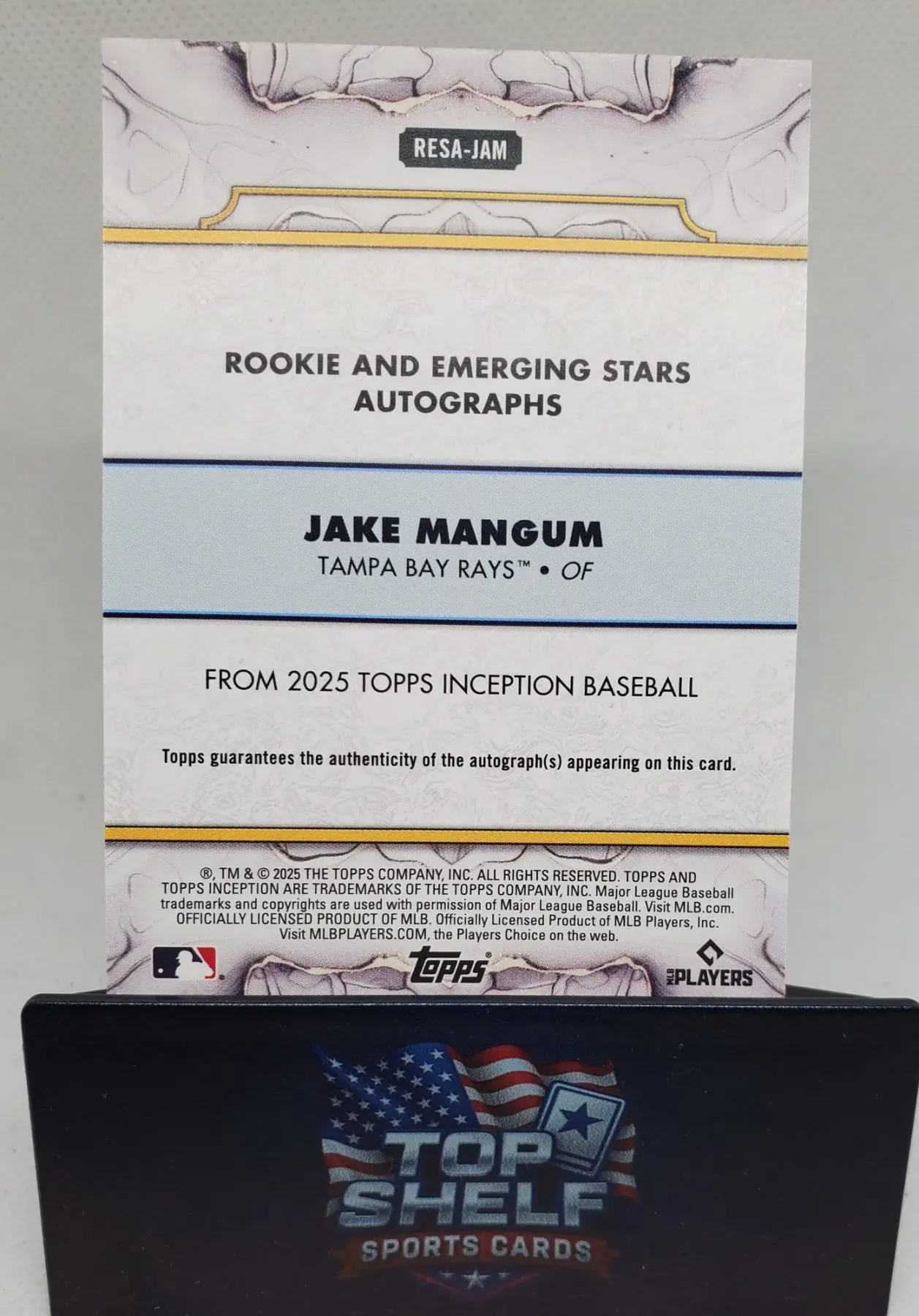 2025 Topps Inception Baseball Jake Mangum Rookie and Emerging Stars Autograph /50 - Image 3