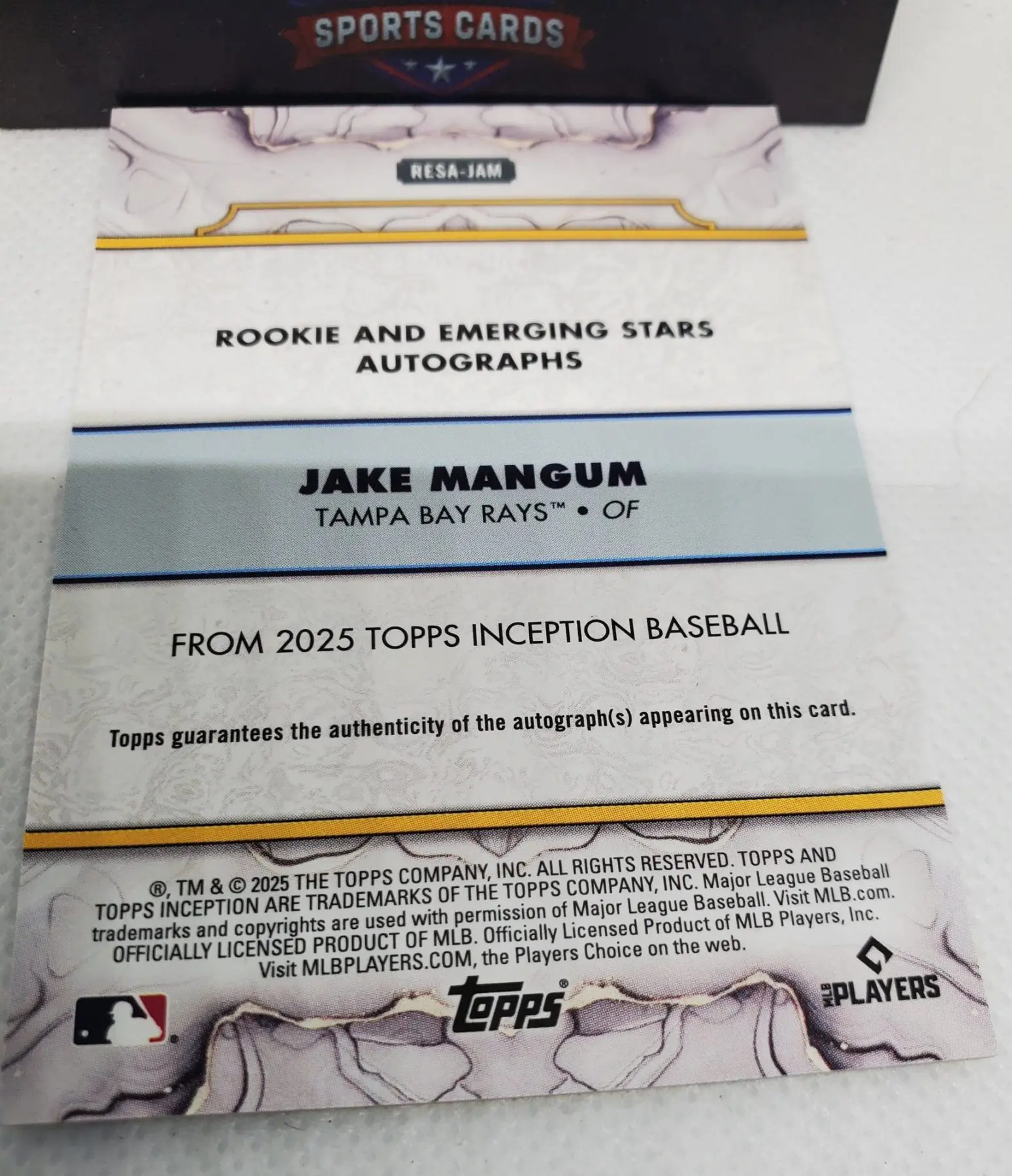 2025 Topps Inception Baseball Jake Mangum Rookie and Emerging Stars Autograph /50 - Image 5