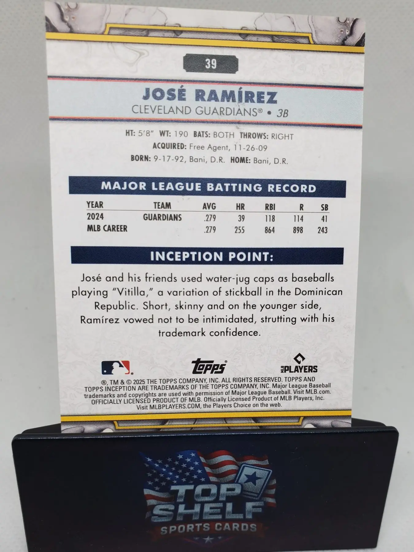 2025 TOPPS INCEPTION JOSE RAMIREZ /10 - Image 3