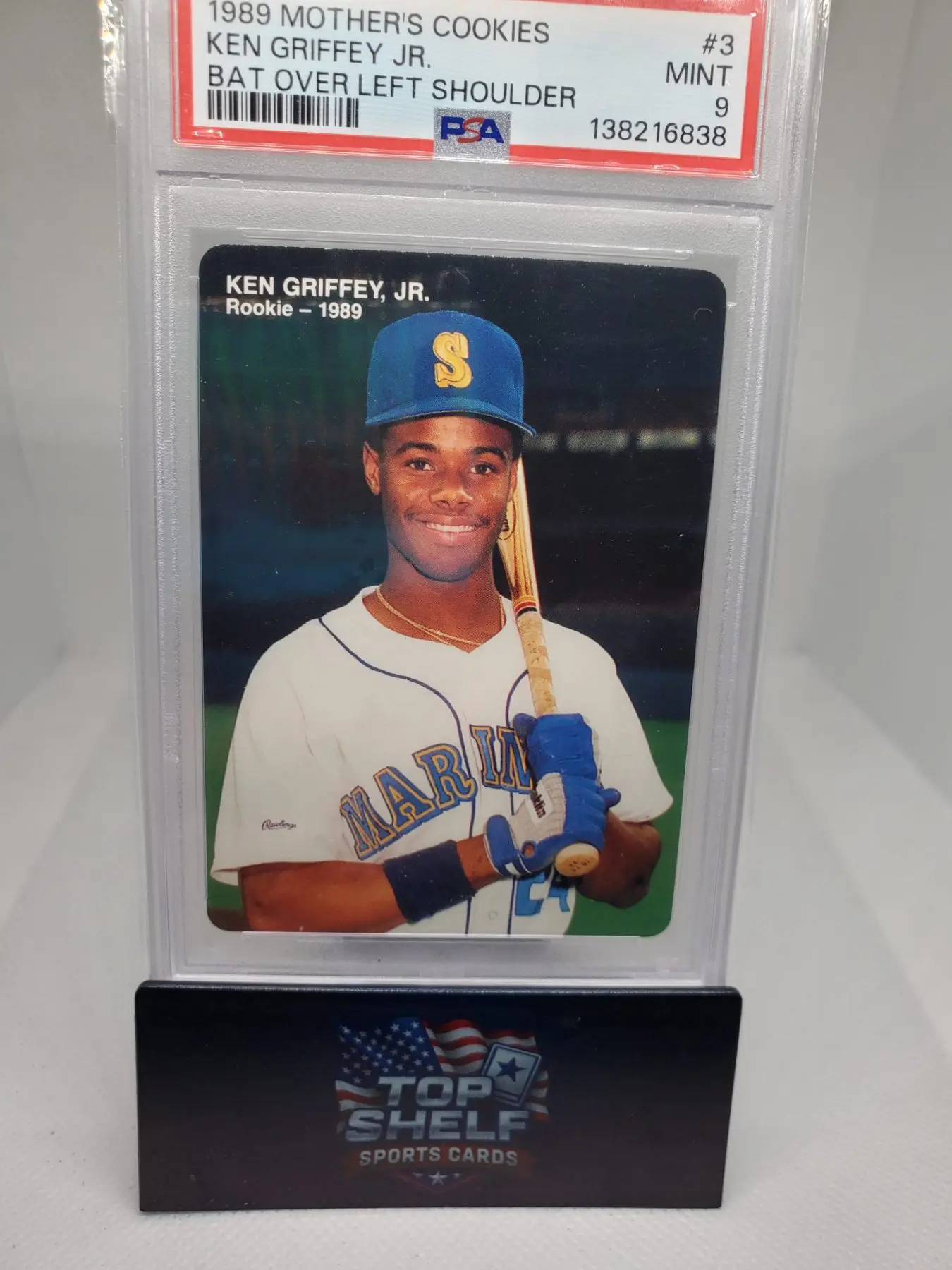 1989 Mothers Cookies Ken Griffey Jr Rookie Card PSA9 - Image 2