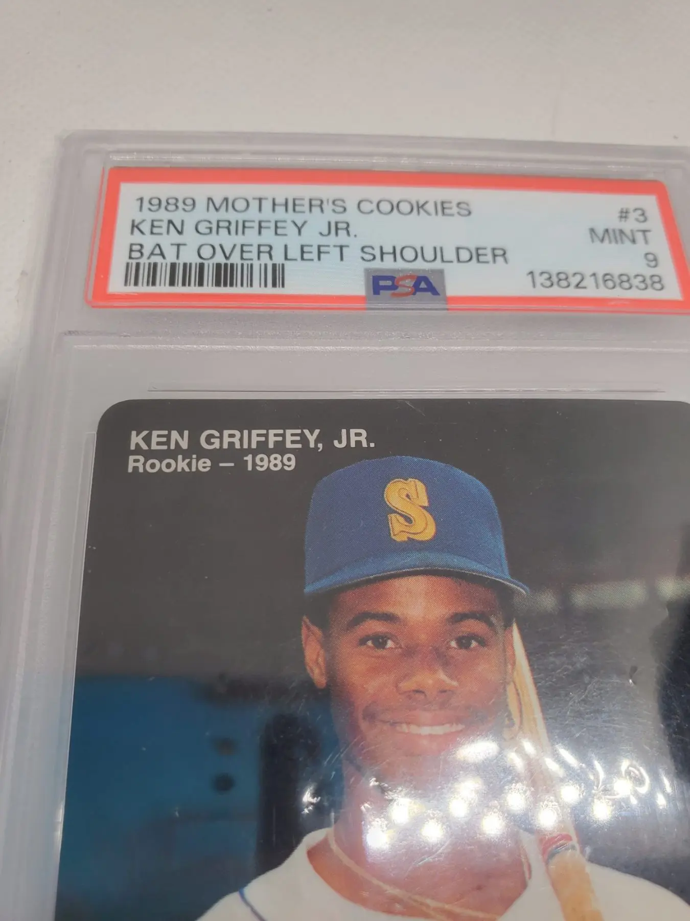 1989 Mothers Cookies Ken Griffey Jr Rookie Card PSA9 - Image 4