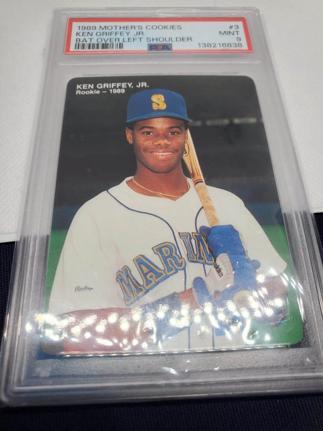 1989 Mothers Cookies Ken Griffey Jr Rookie Card PSA9 - Image 5