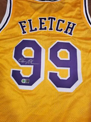 Los Angeles Lakers "Fletch " Jersey Autographed by Chevy Chase W/COA