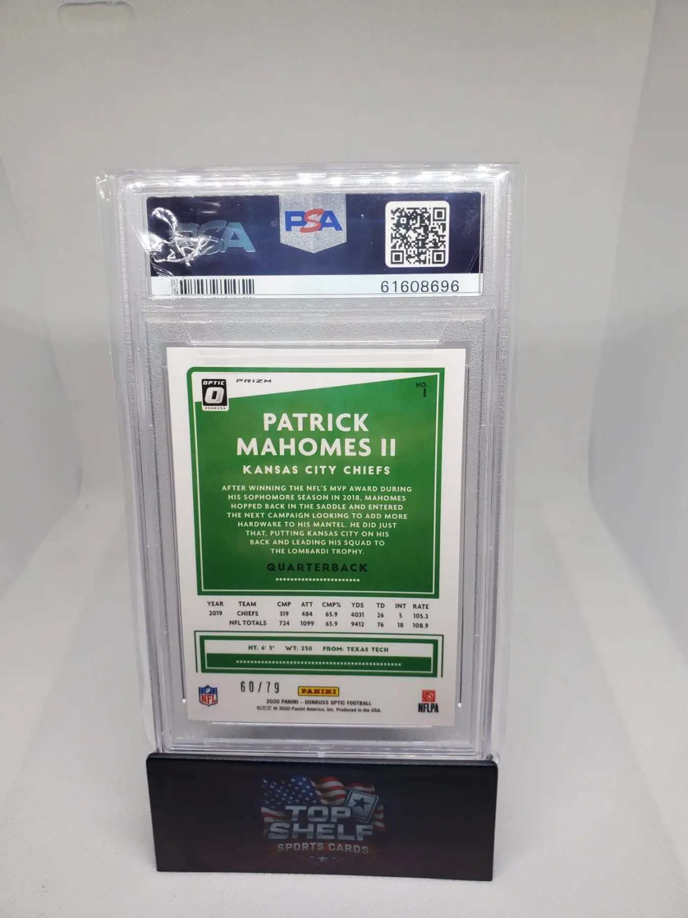 2020 Donruss Optic Patrick Mahomes Pink Velocity /79 PSA 10 - Image 3