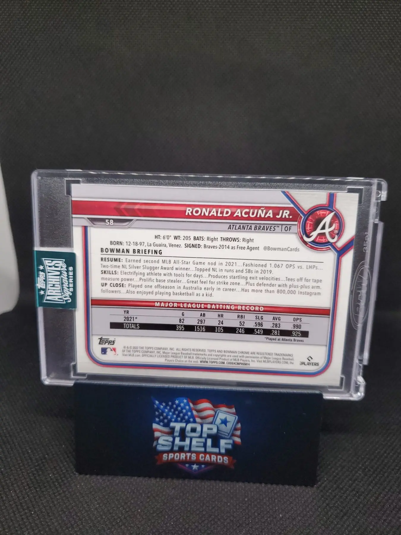 2022 Topps Archives Signature Series Ronald Acuna NL MVP 1/1 - Image 3