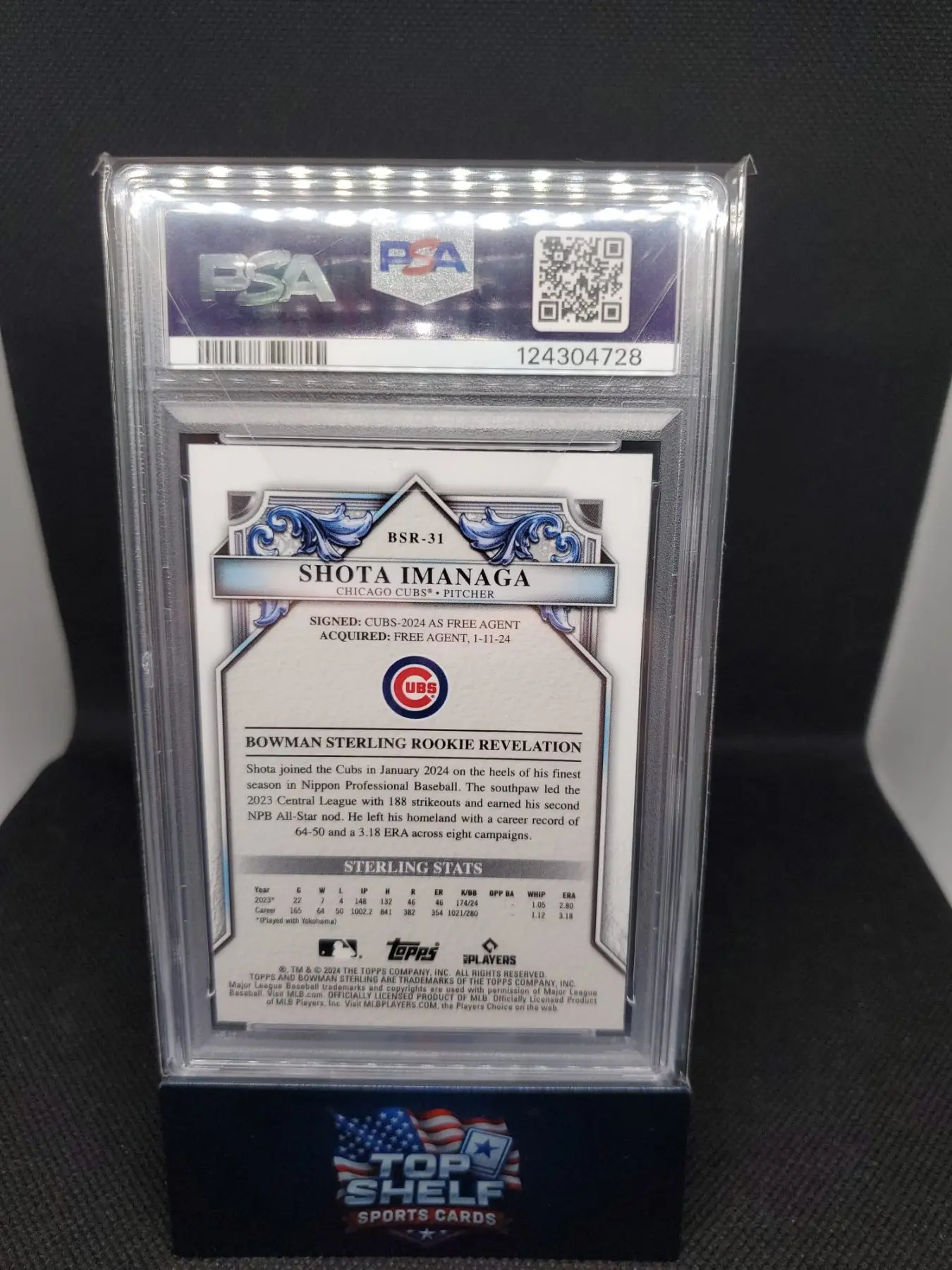 2024 Bowman Sterling Shota Imanaga Gold Refractor Rookie 31/50 PSA9 - Image 3
