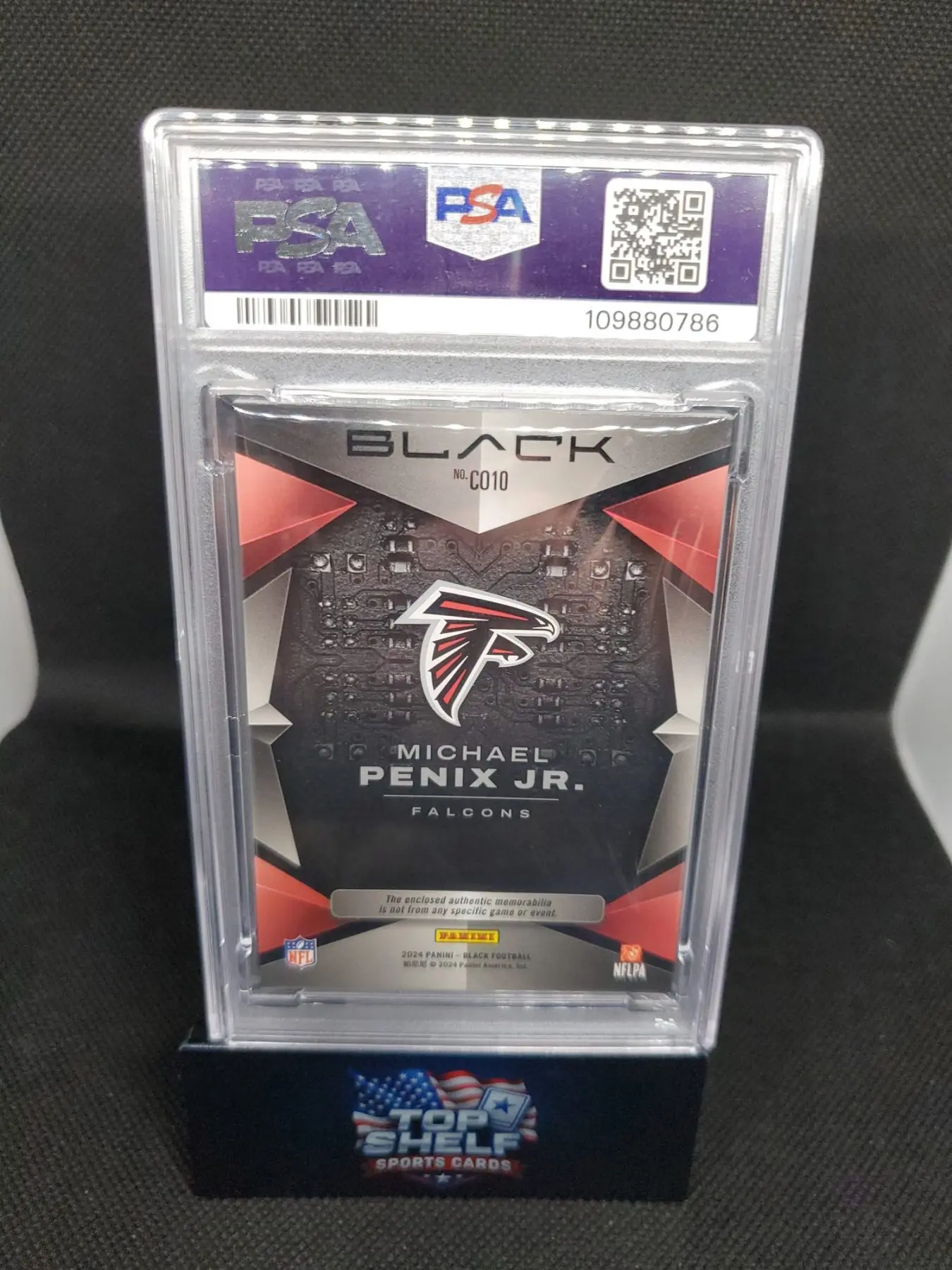 2024 Panini Black Michael Penix Jr. Emerald Components Relic Card RC /25 PSA8 - Image 3