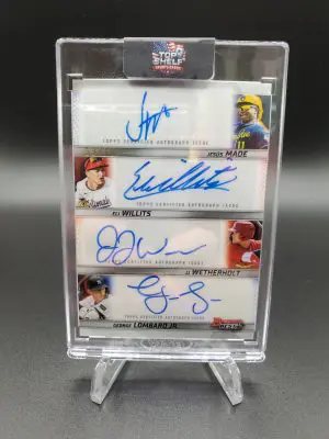 2025 Bowman's Best Jesus Made, Eli Willetts, JJ Wetherholt,George Lombard Jr Rookie Quad Autographs Card