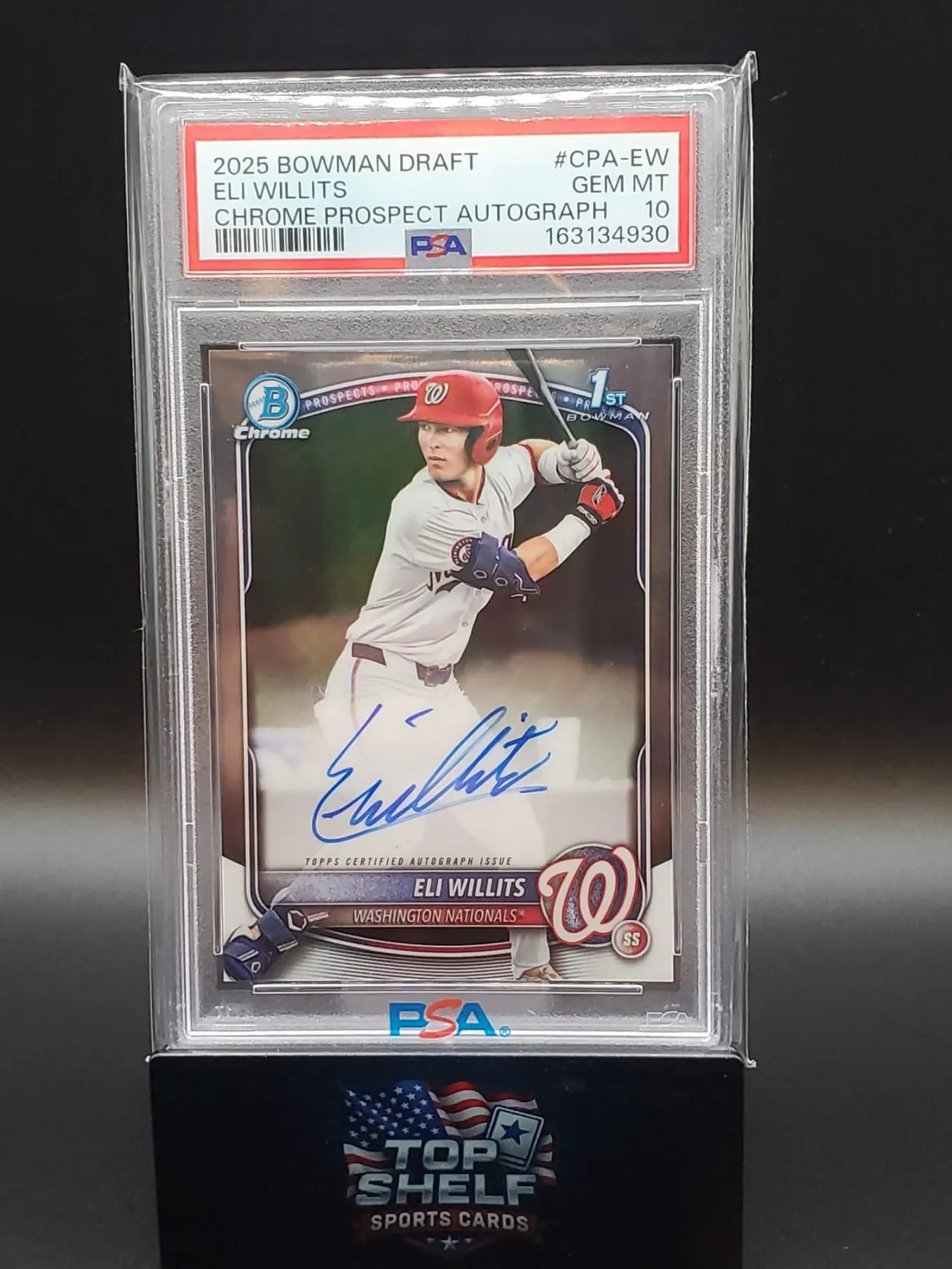2025 BOWMAN DRAFT CHROME ELI WILLETTS PROSPECT AUTOGRAPH #CPA-EW PSA 10 - Image 2