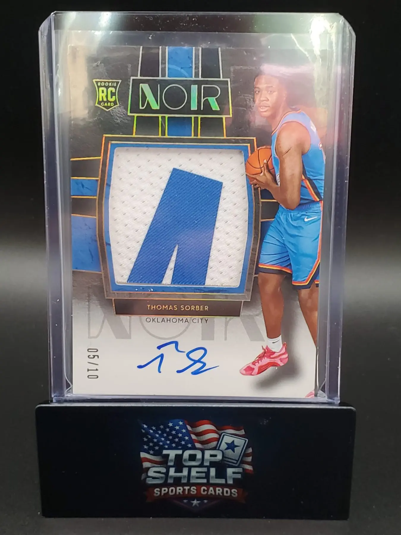 2025-26 Panini Noir Basketball Thomas Sorber Blue RPA /10