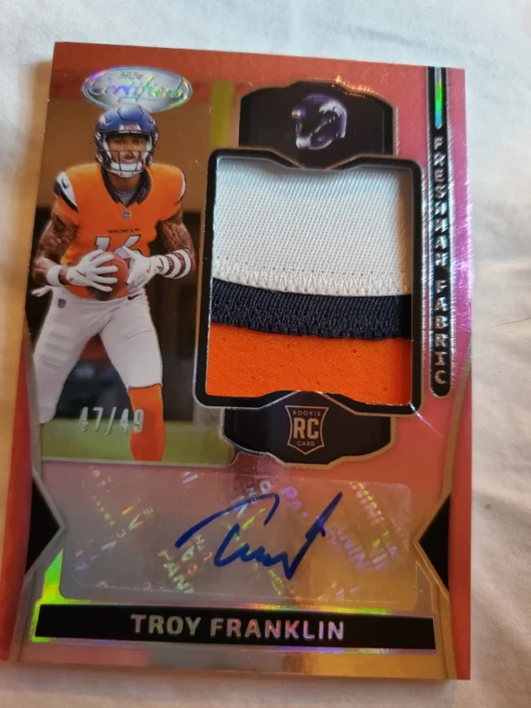 2024 Panini Certified - Freshman Fabric  Signatures  #FMS-TFN Troy Franklin - Image 2
