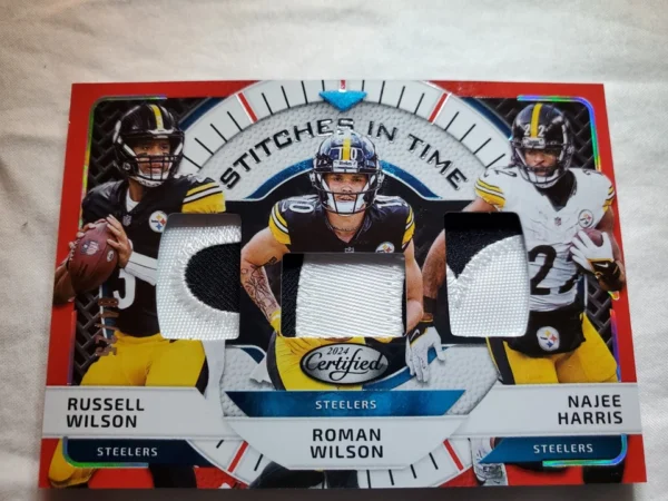 2024  Certified Stitches In Time Russell Wilson/Roman Wilson/Najee Harris 04/25 - Image 4