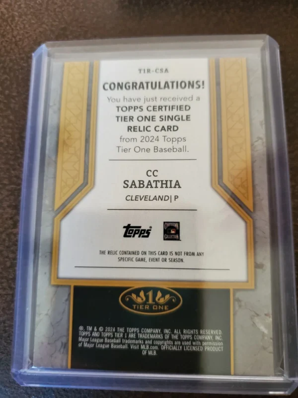 2024 Topps Tier One - Tier One Relics C.C. Sabathia #T1R-CSA Purple Foil /149... - Image 3