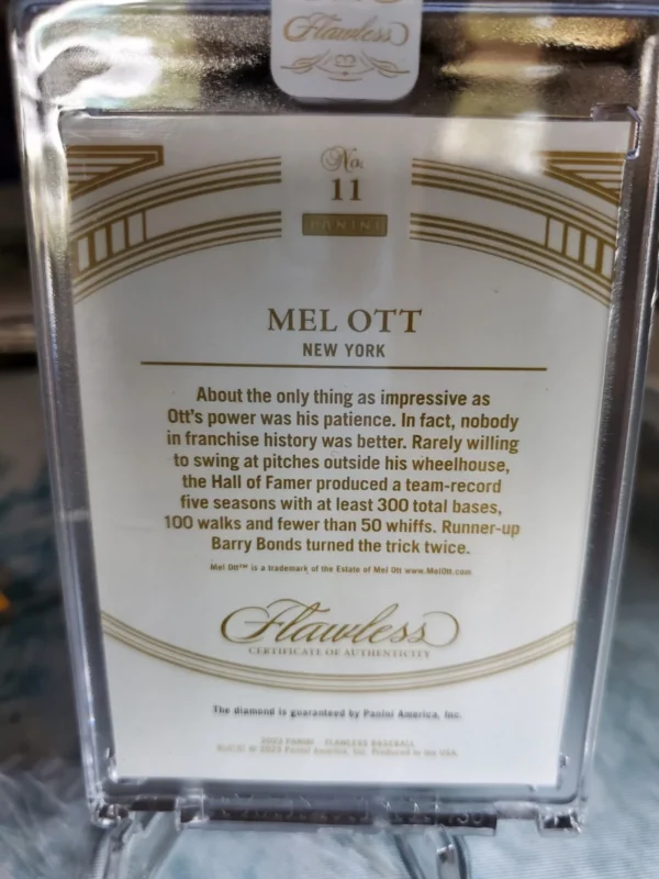 2023 FLAWLESS BASEBALL FOTL LEGENDS Mel Ott Diamond  Pink /2 - Image 3