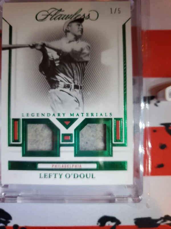 2023 Panini Flawless - Legendary Materials Lefty O'Doul #LM-LO Ruby /20 (MEM) - Image 3