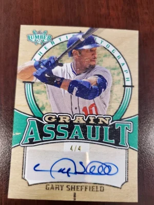 2023 Leaf Lumber Baseball Emerald Edition Grain Assault Gary Sheffield /4