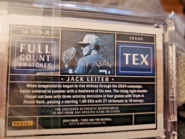 2024 Three And Two Full Count Swatches Jack Leiter /6 - Image 2
