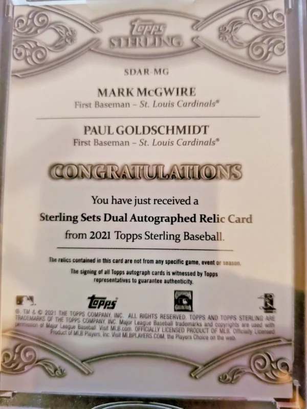 2021 TOPPS STERLING STERLING SETS DUAL AUTOGRAPHED RELIC CARD MARK MCGUIRE/... - Image 2