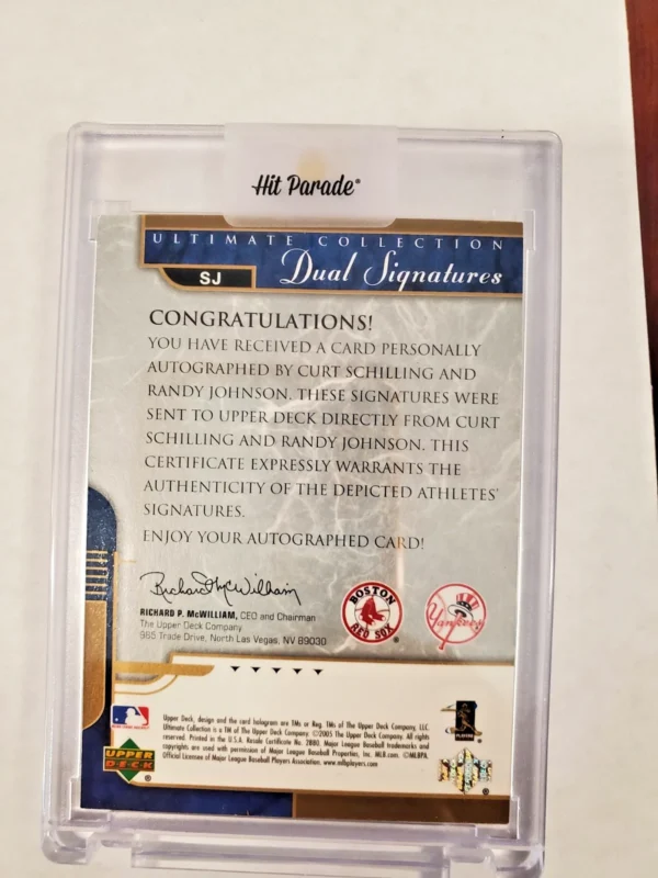 2005 Upper Deck ULTIMATE COLLECTION DUAL SIGNATURES Curt Schilling-Randy Johnson - Image 4