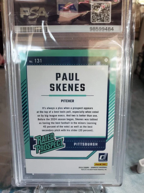 2024 DonRuss Rated Prospect PAUL SKENES PINK LASER/50 PSA 9 - Image 4