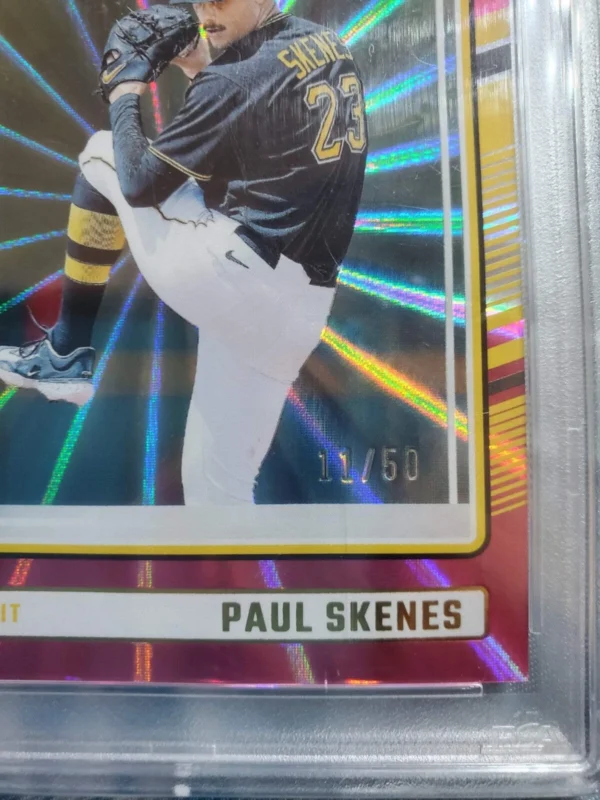 2024 DonRuss Rated Prospect PAUL SKENES PINK LASER/50 PSA 9 - Image 2