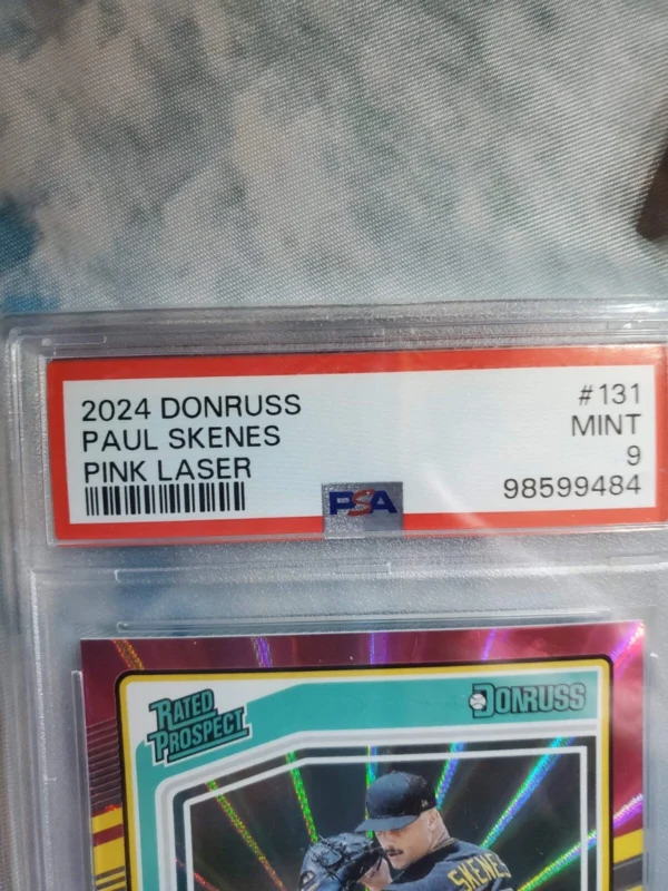 2024 DonRuss Rated Prospect PAUL SKENES PINK LASER/50 PSA 9 - Image 3