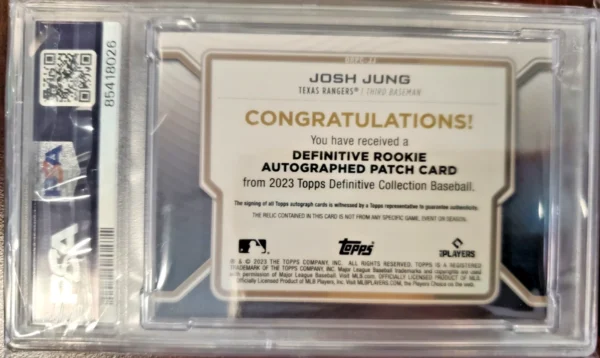 2023 Topps Definitive Collection - Definitive Rookie Patch Autographs Josh Jung - Image 4