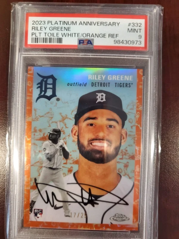 2023 Topps Chrome Platinum Anniversary - Riley Greene #332 Orange Refractor /25
