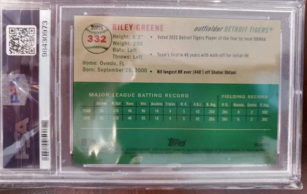 2023 Topps Chrome Platinum Anniversary - Riley Greene #332 Orange Refractor /25 - Image 2