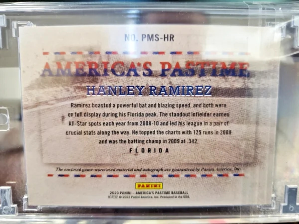 2024 National Treasures BASEBALL Hanley Ramirez America's Pastime #PMS-HR /10 - Image 3