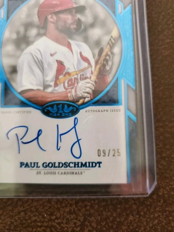 2024 Tier One Topps Next Level Autograph Paul Goldschmidt/25 Sapphire Blue Foil - Image 2