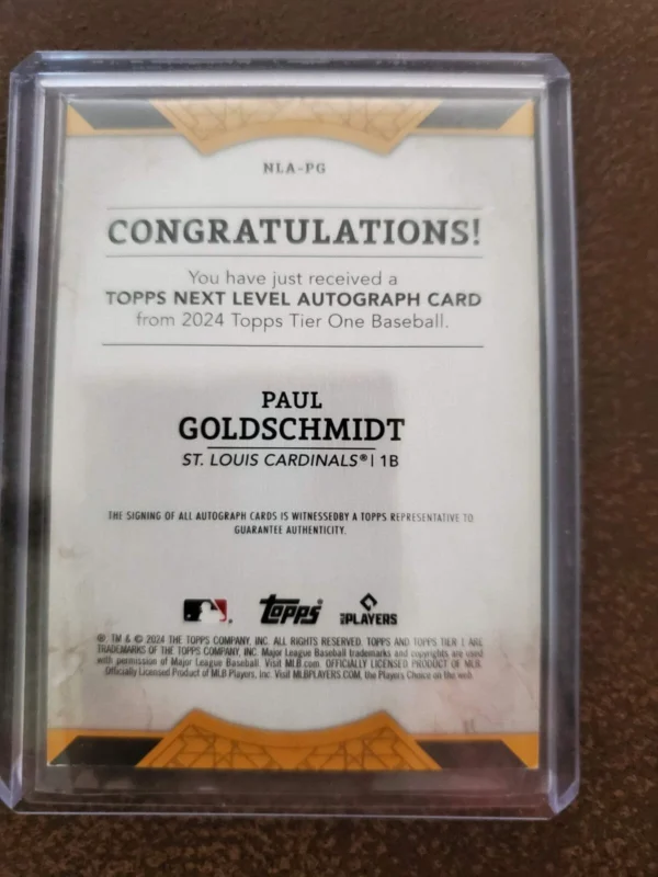 2024 Tier One Topps Next Level Autograph Paul Goldschmidt/25 Sapphire Blue Foil - Image 4