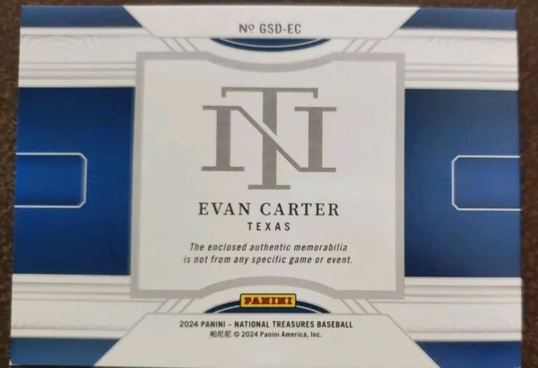 2024 Panini National Treasures - Game Gear Swatches Dual Evan Carter #GSD-EC... - Image 2