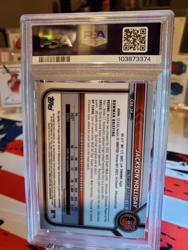 2022 Bowman Draft - Chrome Draft Pick Autographs Jackson Holliday #CDA-JH... - Image 2