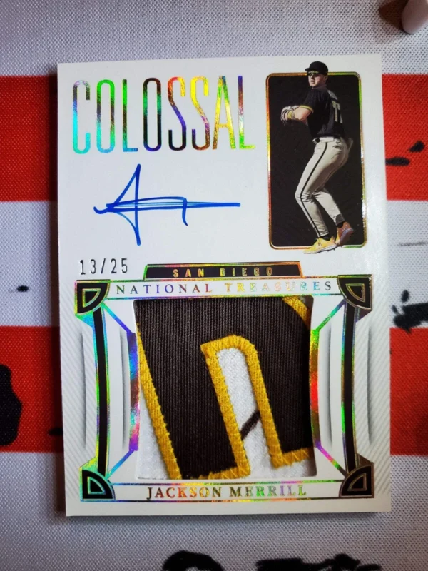 2023 National Treasures Baseball Colossal Signatures Jackson Merrill /25 - Image 4