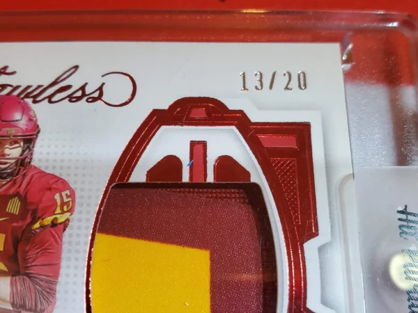 2023 Panini Flawless Collegiate - Dual Patch Autographs Brock Purdy #DPA-4 Ruby - Image 6