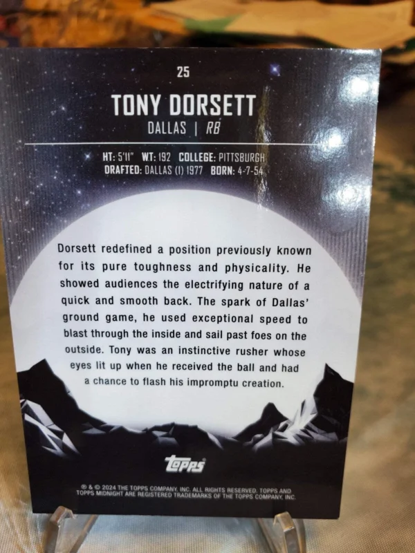 2024 Topps Midnight Tony Dorsett Moonbeam - Image 2