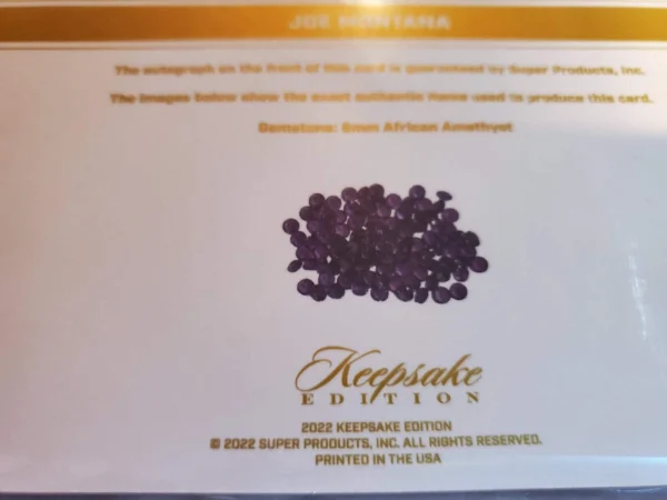 2922 Keepsake Edition JUMBO GEM PATCH Autographs JOE MONTANA/5 - Image 13