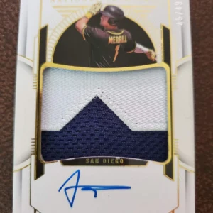 Jackson Merrill 2024 National Treasures Patch On Card Auto #8/49. Padres