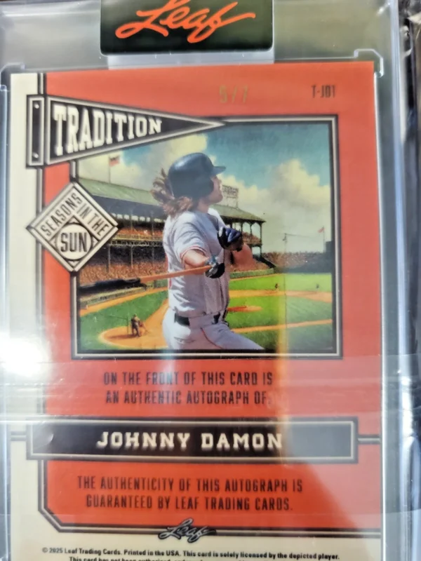 2025 Leaf Seasons In The Sun Tradition Johnny Damon /7 - Image 2